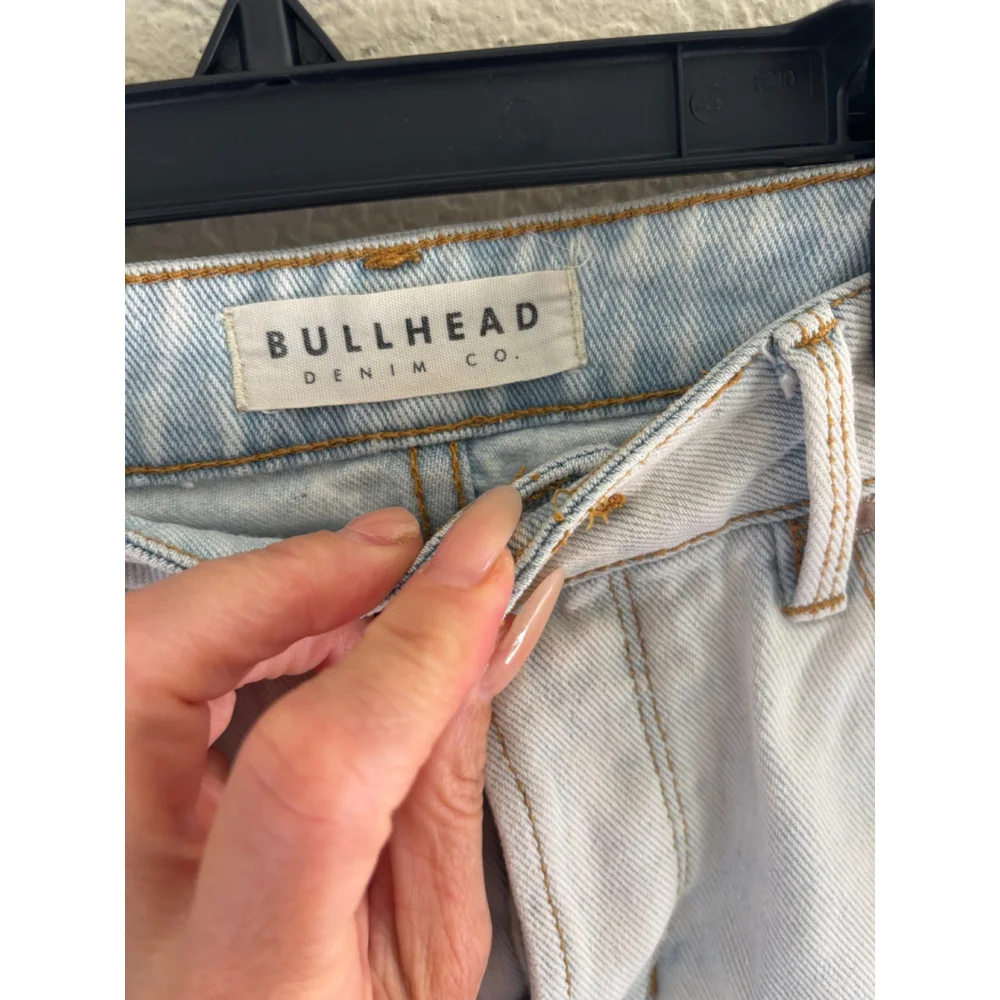 PacSun Bullhead Distressed Denim Shorts Blue Tan Size 29